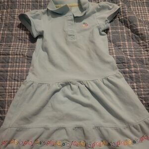 Carter's Light Blue Polo Dress with Floral Embroidery
